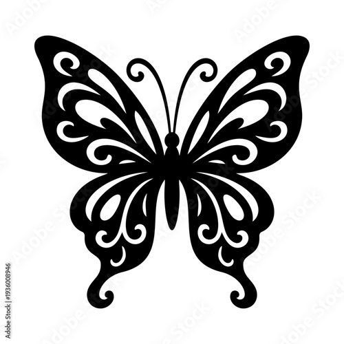 Papercut Butterfly Design with Delicate Wing Details, Butterfly Cut File Template for Laser Cutting and Craft Projects