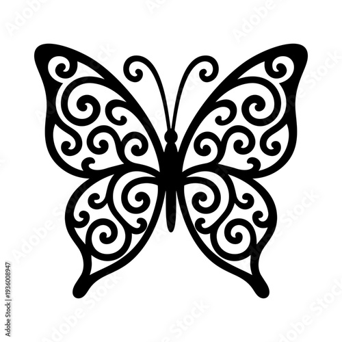 Papercut Butterfly Design with Delicate Wing Details, Butterfly Cut File Template for Laser Cutting and Craft Projects