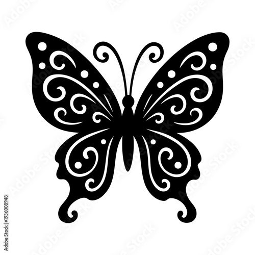 Papercut Butterfly Design with Delicate Wing Details, Butterfly Cut File Template for Laser Cutting and Craft Projects