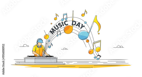 Vector illustration of a musician on Music Day