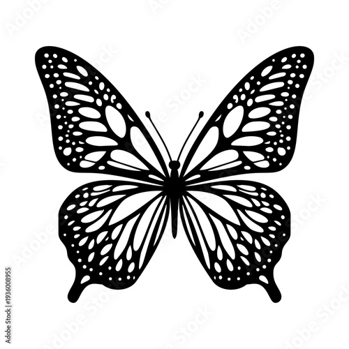Papercut Butterfly Design with Delicate Wing Details, Butterfly Cut File Template for Laser Cutting and Craft Projects