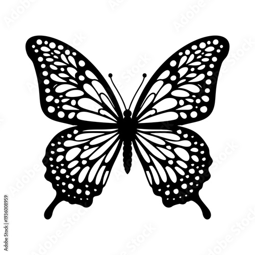 Papercut Butterfly Design with Delicate Wing Details, Butterfly Cut File Template for Laser Cutting and Craft Projects