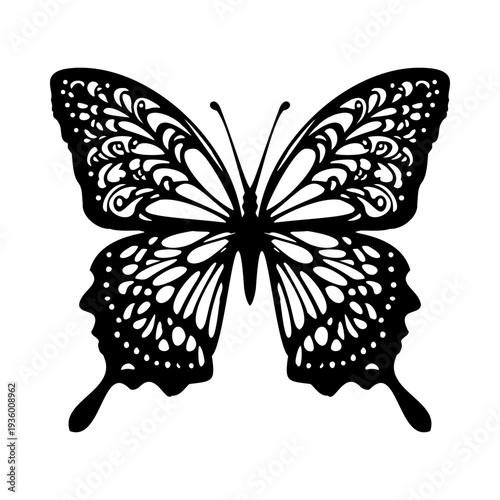 Papercut Butterfly Design with Delicate Wing Details, Butterfly Cut File Template for Laser Cutting and Craft Projects
