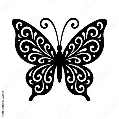 Intricate papercut butterfly design featuring delicate wing details, ideal as a cut file for laser cutting, Cricut projects, and paper crafts.