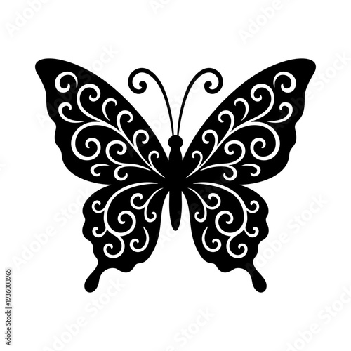 Papercut Butterfly Design with Delicate Wing Details, Butterfly Cut File Template for Laser Cutting and Craft Projects