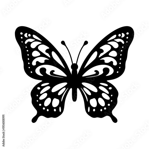 Decorative butterfly silhouette in clean vector style, perfect for digital downloads, DIY projects, and precision cutting machines.