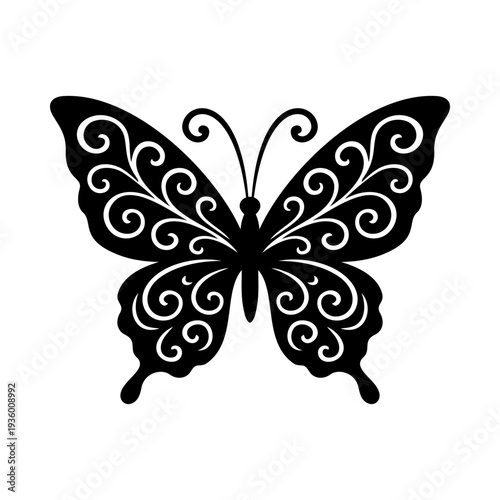 Decorative butterfly silhouette in clean vector style, perfect for digital downloads, DIY projects, and precision cutting machines.