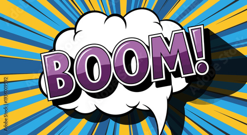 Explosion Boom Comic Book Speech Bubble Pop Art Retro Style