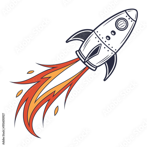 Hand-drawn Rocket Launch Illustration