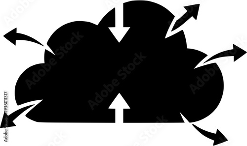 Abstract icon illustrating cloud computing services, data synchronization, and information flow for modern digital networks
