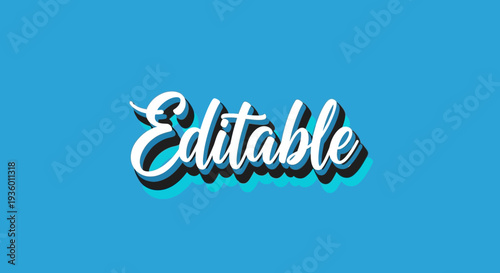 Editable Text Effect with 3D Shadow and Blue Background