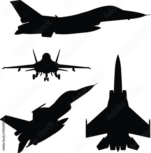 Fighter jet silhouette vector Collection
