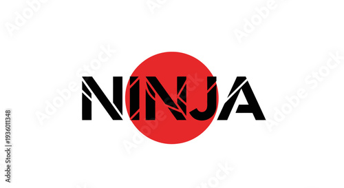 Ninja Logo with Japanese Sun Symbol
