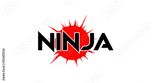 Ninja Logo with Red Burst - Japanese Martial Arts Symbol