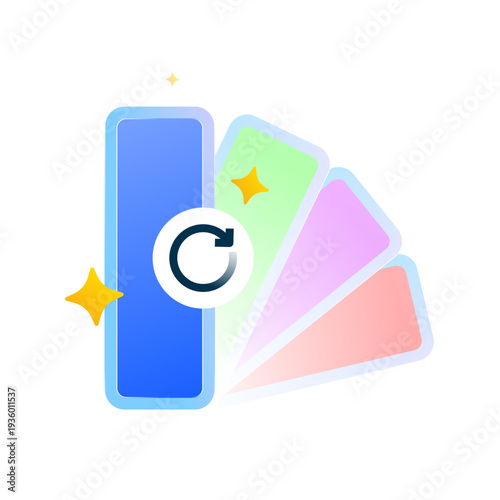 Modern vector illustration of multiple color variations, circular arrow icon. color customization, editable theme settings, recoling options, and UI personalization. for dashboard or app settings