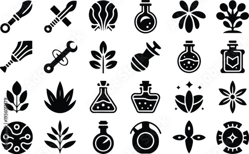 Set of 20 herbalism and laboratory icons vector