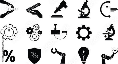 Set of 16 science and technology icons vector