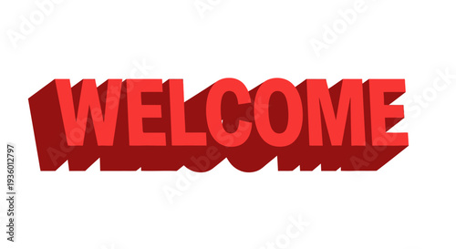 Bold Red Welcome Text 3D Effect, Greeting and Invitation Graphic