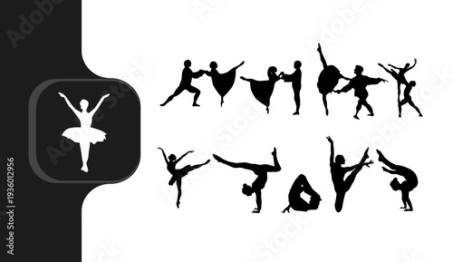 Elegant ballerinas in various dynamic dance poses