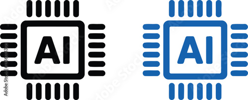 Comparison of traditional and modern artificial intelligence microchip icons Vector