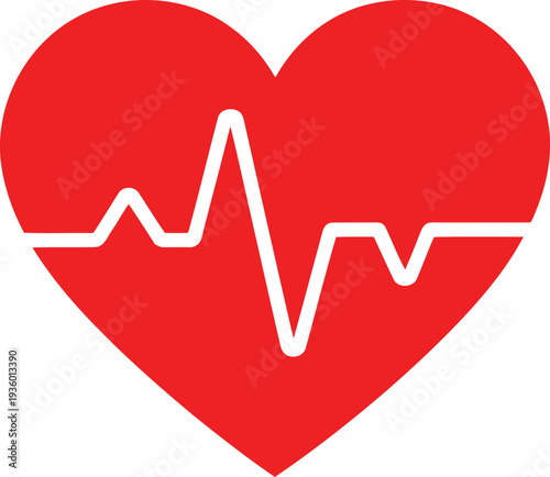 A heart symbol with an integrated electrocardiogram line representing health and medical care Vector