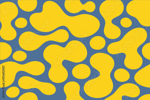 Wallpaper Mural Vibrant and energetic abstract pattern featuring yellow fluid shapes and blue background Torontodigital.ca