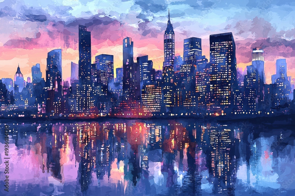 Fototapeta premium Modern Downtown Skyline at Twilight