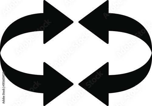 Circular arrows icon representing bidirectional or reciprocal actions Vector
