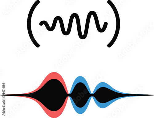 Abstract wave illustration depicting sound waves and frequency modulation Vector