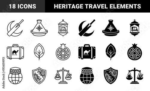 Hybrid cultural symbols and lifestyle elements featuring cricket bat with crescent moon and rickshaw in lantern for travel and heritage branding