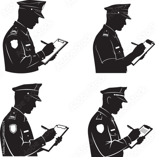 Four Black Silhouette Chocolate Chip Cookies, one partially bitten, representing sweet treats and snacks.