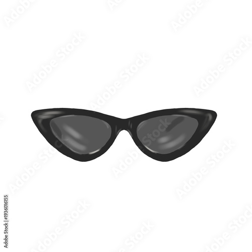 Illustration of black sunglasses isolated on transparent background.