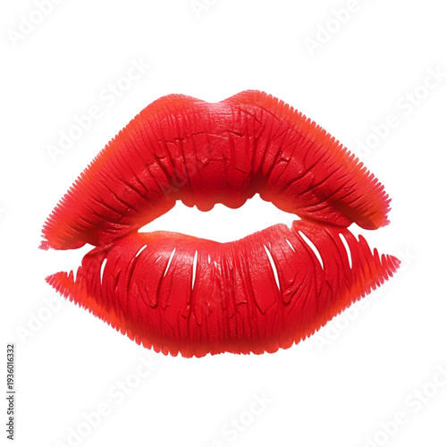 Red lips isolated on transparent background