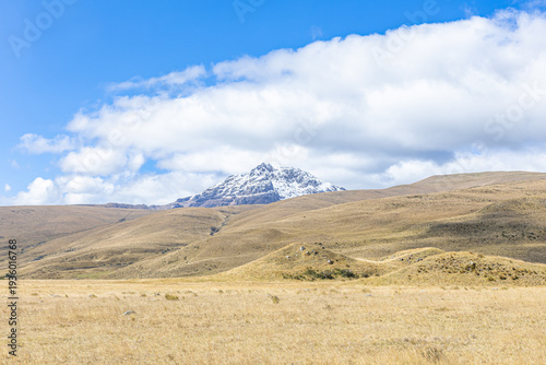 Pichincha Province, Ecuador - February 5, 2026: The Sincholagua volcano is an inactive volcano located in the Andes Mountains. It is the 12th highest volcano in the country at 4,873 meters.