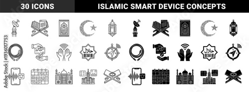 Islamic tradition meets modern digital technology in a hybrid design featuring mosque minaret antennas prayer rug circuits and electronic quran tablets