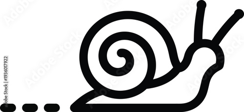 Snail slowly crawling forward with slime trail, simple illustration, wqe reference
