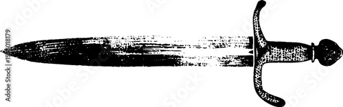 Serpent and sword high contrast ink illustration for design and poster art