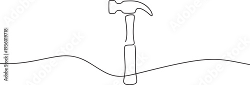 one continuous line drawing of hammer.one line drawing of hammer icon in repair and construction business. single line vector illustration of iron hammer. one line Icon drawing
