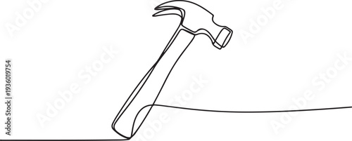 one continuous line drawing of hammer.one line drawing of hammer icon in repair and construction business. single line vector illustration of iron hammer. one line Icon drawing