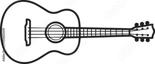 continuous line acoustic guitar.one line drawing of classical guitar. vector illustration single line icon of acoustic guitar. one line Icon drawing