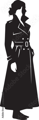 High Fashion Long Belted Trench Coat Silhouettes with Popped Collar