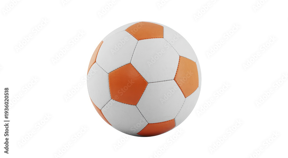 Naklejka premium Orange and white soccer ball close-up sports