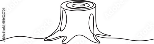 Stump doodle sketch. Vector outline illustration. one line Icon drawing