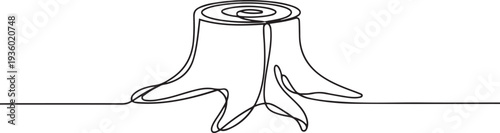 Stump doodle sketch. Vector outline illustration. one line Icon drawing