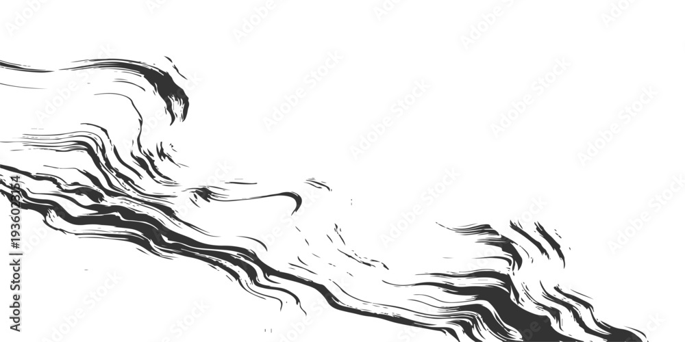 Fototapeta premium A vector illustration of an eagle tattoo design featuring floral art patterns, flowing water waves, and ornamental scrolls in a nature-inspired silhouette