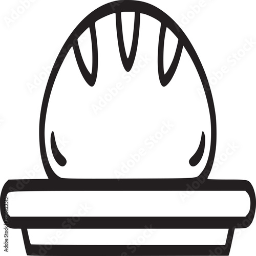 A minimalist line drawing of a loaf of bread on a plate against a light beige background simple design