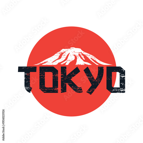 Tokyo Mount Fuji Distressed Graphic