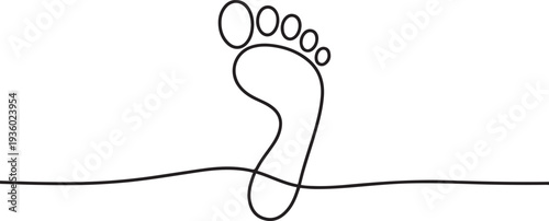 Footprint continuous one line drawing. Footstep symbol. Vector illustration. one line Icon drawing