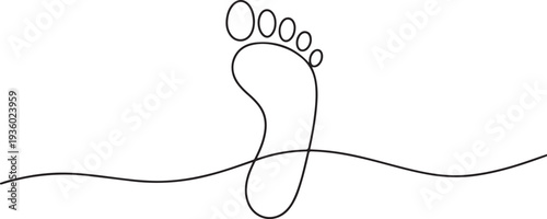 Footprint continuous one line drawing. Footstep symbol. Vector illustration. one line Icon drawing