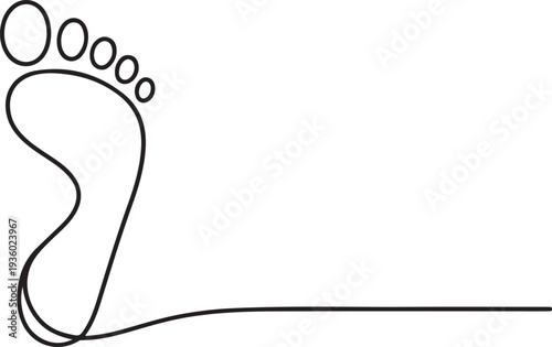 Footprint continuous one line drawing. Footstep symbol. Vector illustration. one line Icon drawing